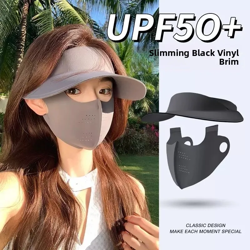 

Removable UV Protection Face Mask Women's Ice Silk Two-In-One Bikini Sunshade Cap Summer Medical Environment Suitable