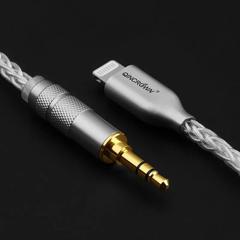 Błyskawica do 3.5mm Sterling czystego srebra AUX HIFI kabel Audio samochód iphone wzmacniacz mocy linia łącząca