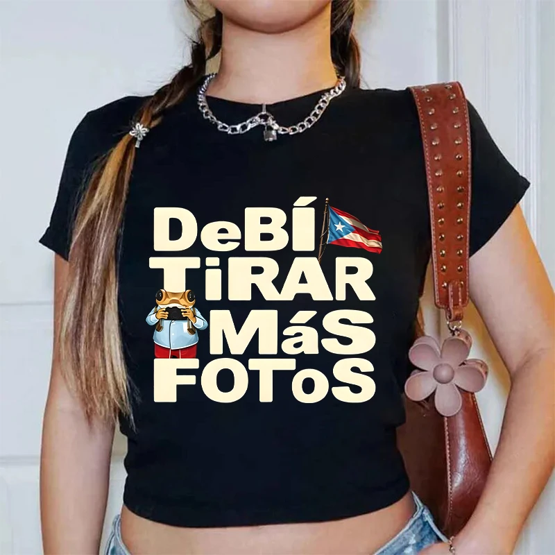 Fun Frog Puerto Rico Singer Crop Top Vintage 2026 Tour Concert Shirt Music Lover Gift Y2K Crop Top 100% Cotton Women Fitted Tee