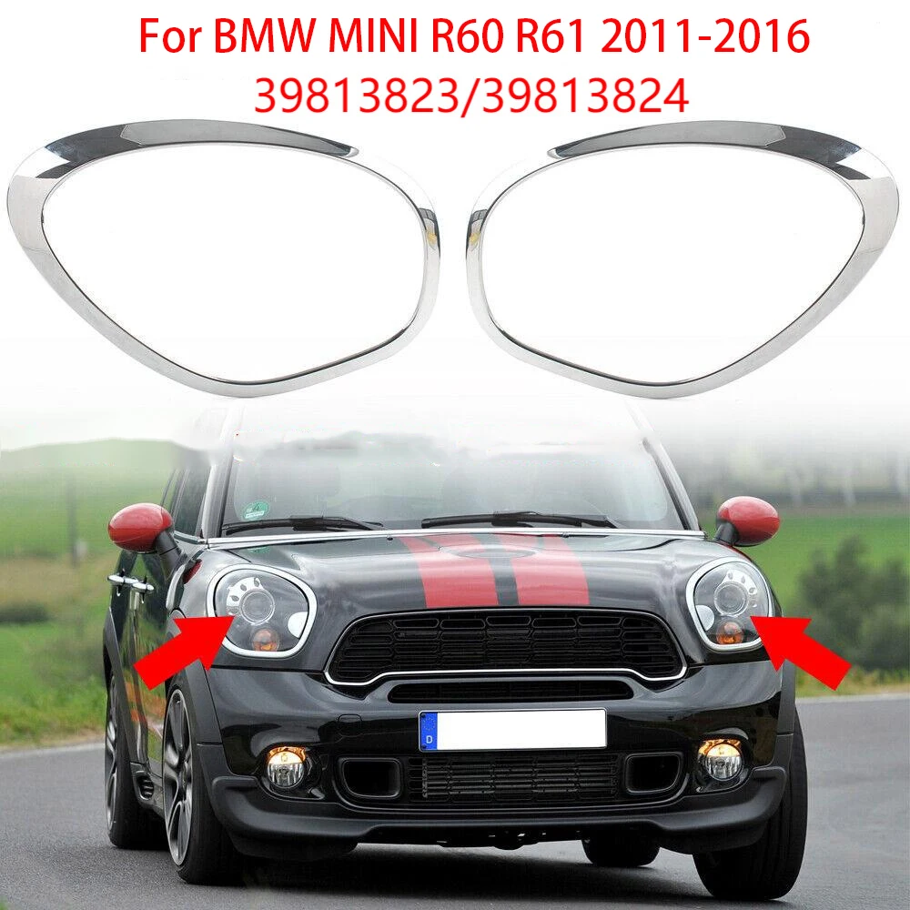 Chrome Headlight Trim Ring Bezel 51139801573 51139801574 for BMW MINI R60 R61 2011-2016 Headlight Electroplating Trim Strip