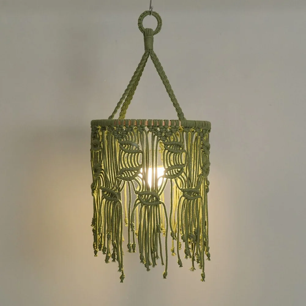 Home Decor Lampshades Tapestries Hand Woven Leaves Tassels Lampshades Lighting Fixtures Accessory