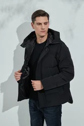 Jaqueta com capuz masculina, estilo grosso de inverno, famoso designer projetado, marca de luxo, roupas quentes casuais clássicas, moda