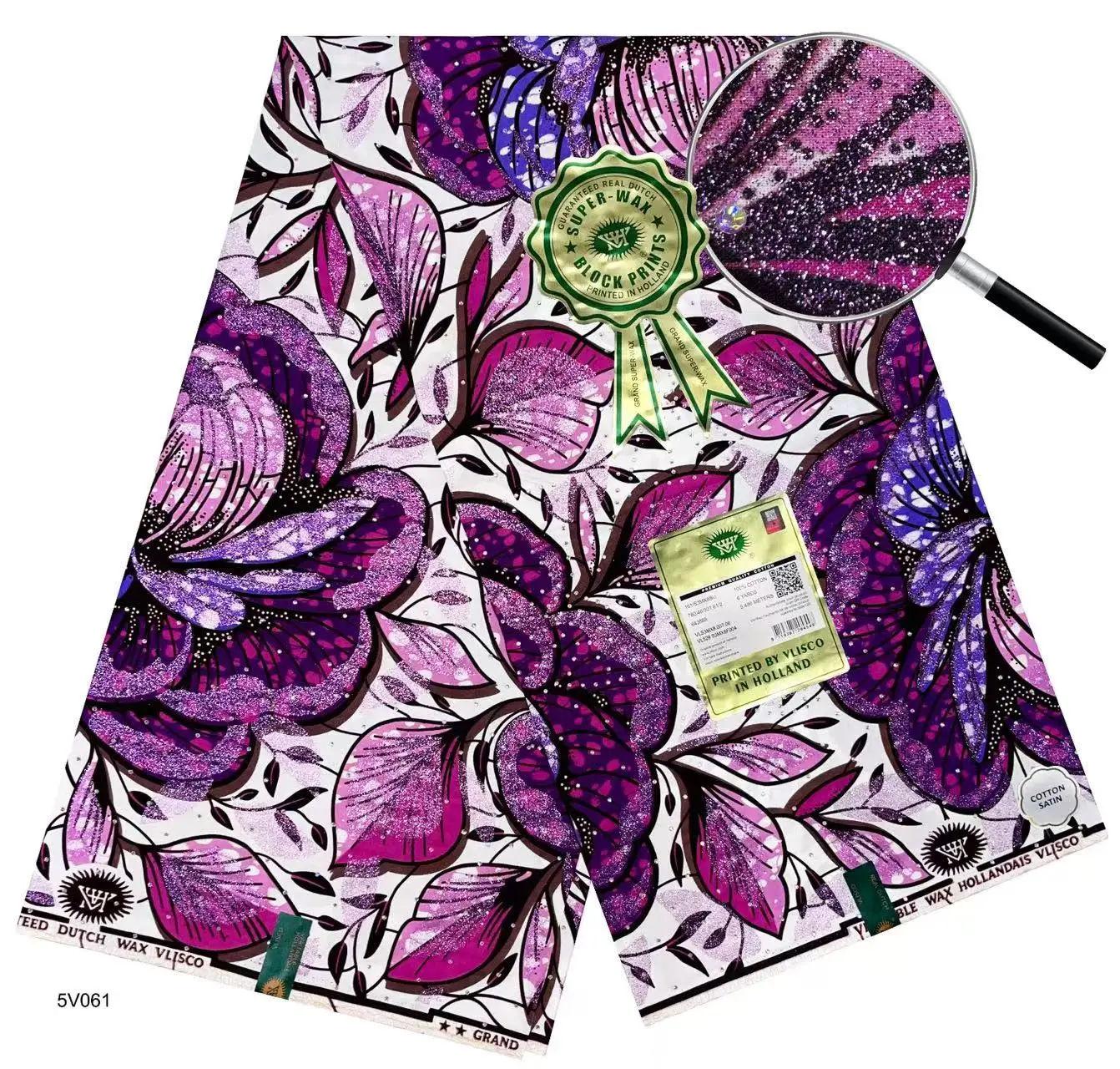 

Glittery African Wax Fabric Gold Printing 100% Cotton Wax Block Prints With Stones 6 yards Sewing Dress Craft DIY