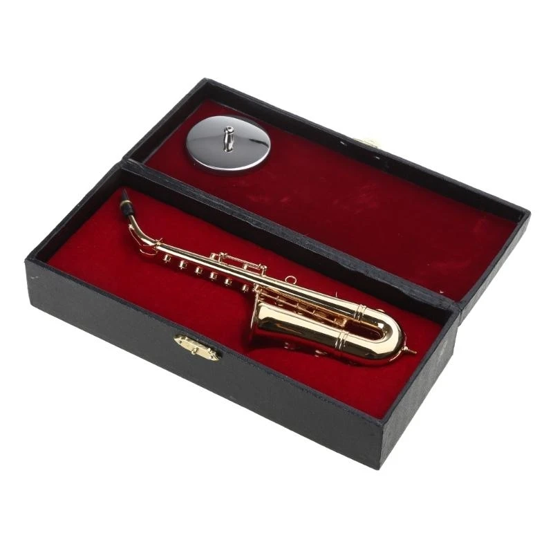 Mini Saxophone Model Miniature Copper Brooch Decorative Tabletop Display