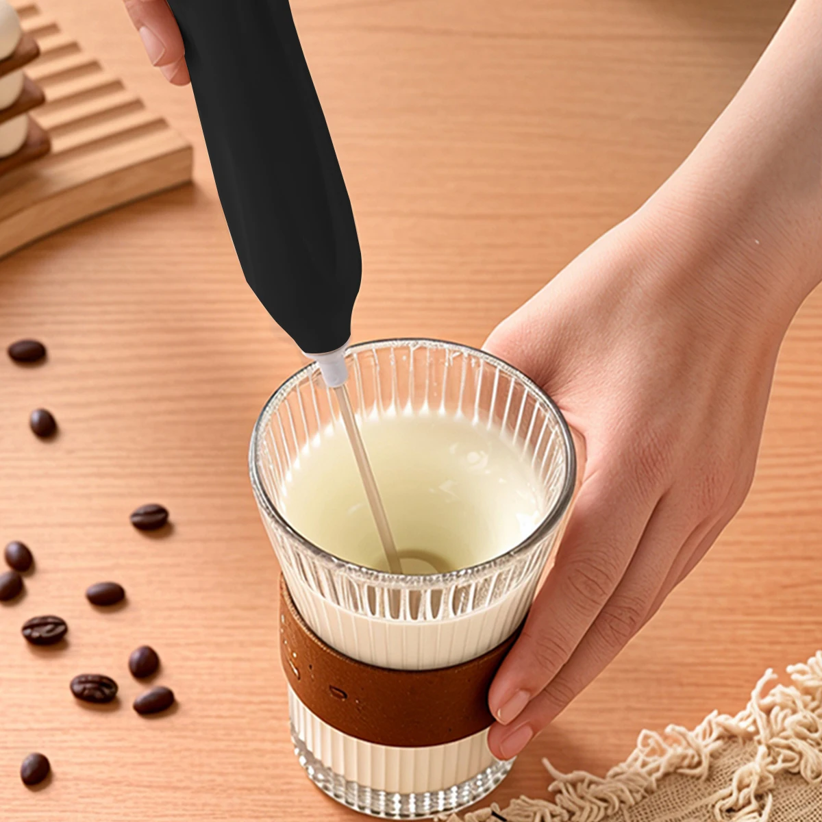 1 Milk Mixer with 2 Stainless Steel Heads, 300mAh Rechargeable 3-speed Electric Mixer, Kitchen Gift Couveuse Automatique Oeuf