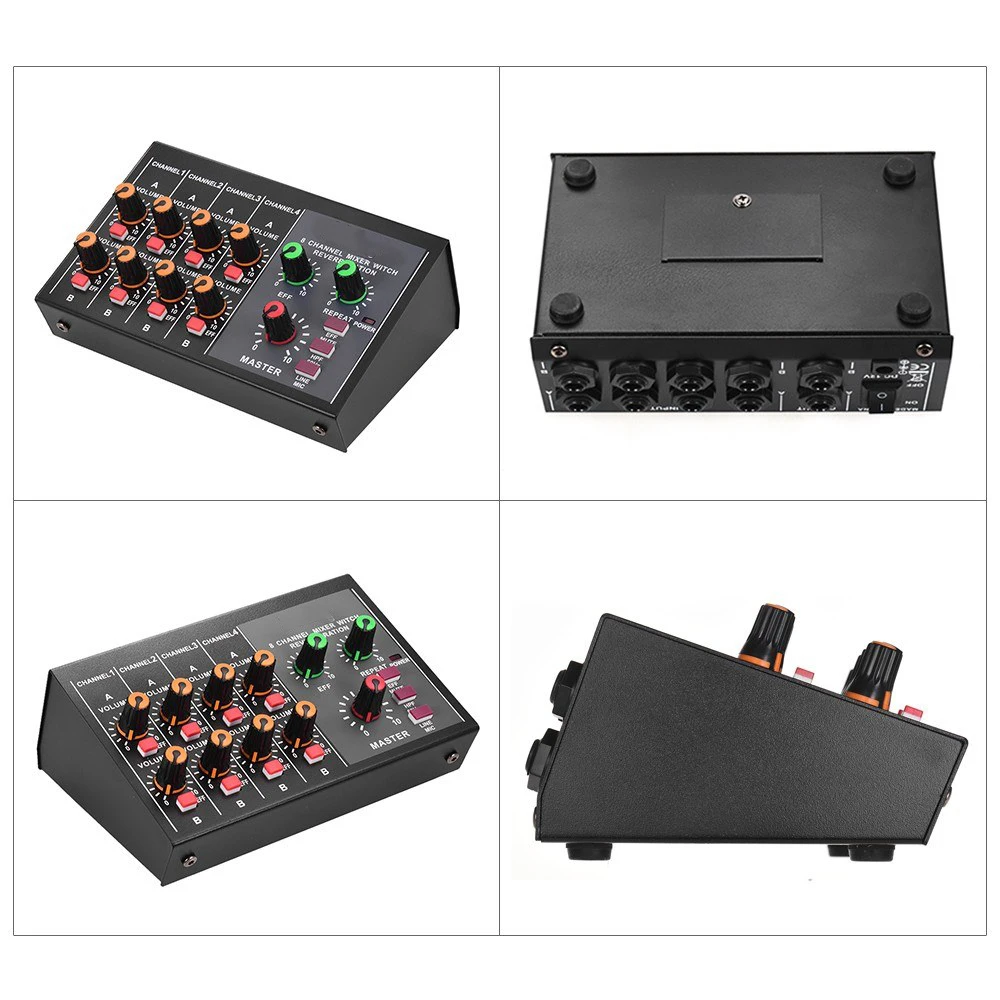 8 Channels Audio Mixer Console Sound Card Sound Console MIX-428 Reverb Effect Mono Stereo Audio Mixer For Recording Streaming