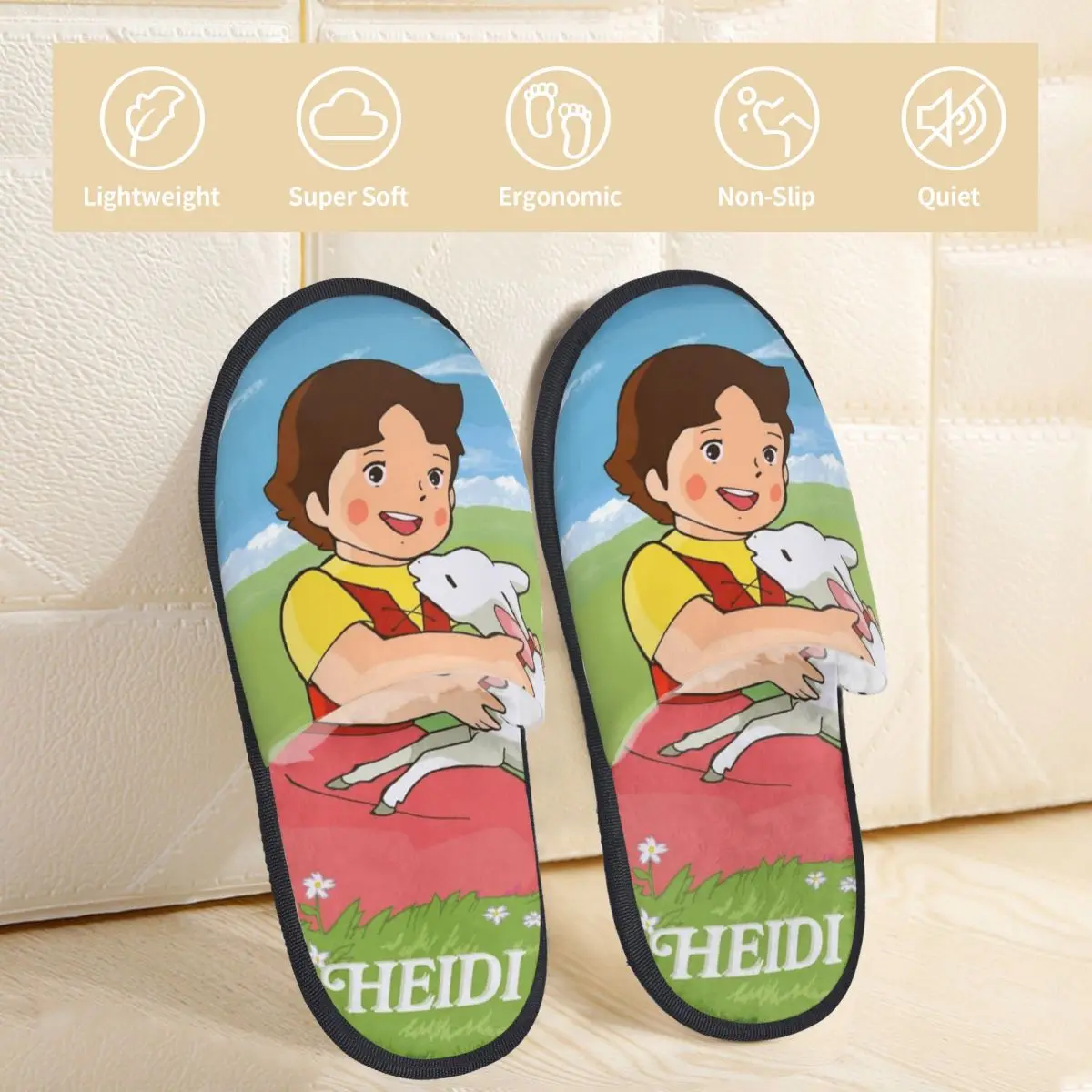 Heidi The Girl Of The Alps Slippers Non-slip Funny Cozy Memory Foam Cotton Slippers Indoor