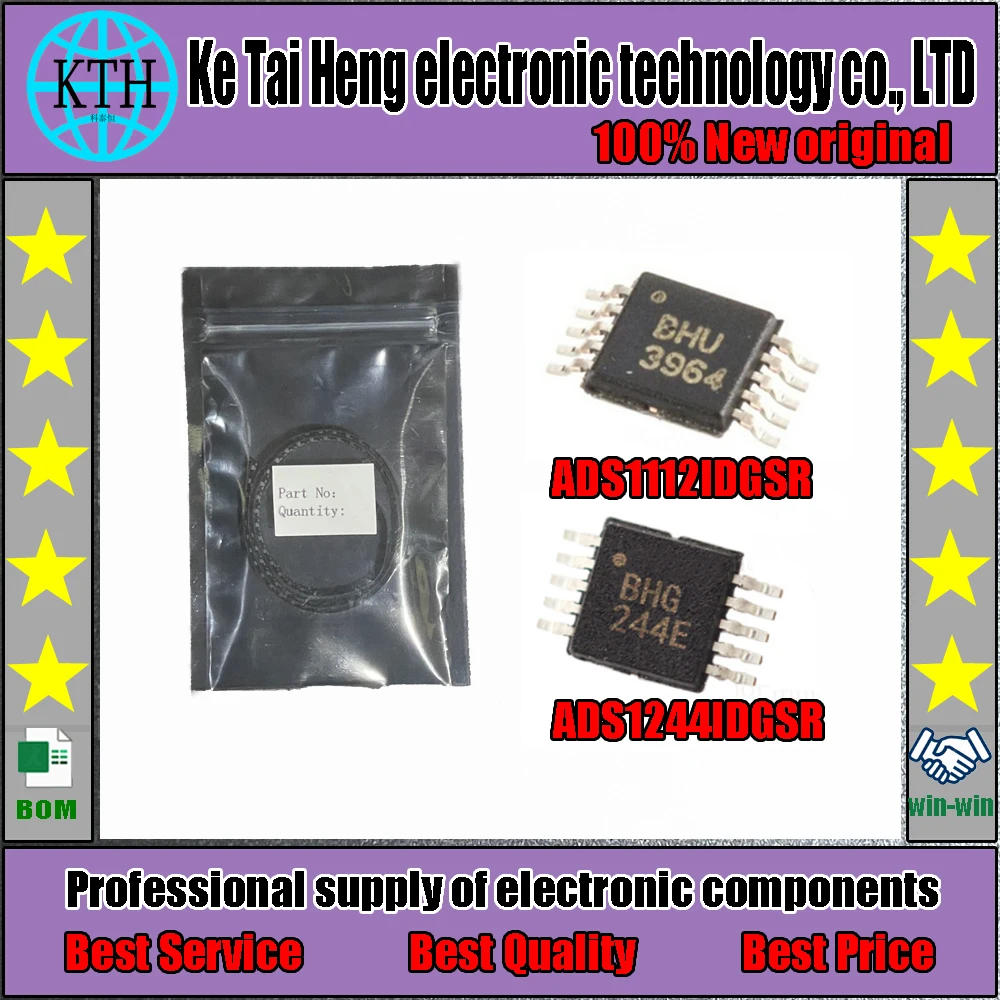 5PCS/LOT ADS1112IDGSR ADS1244IDGSR BHU BHG 1112 1244 MSOP-10 VSSOP10