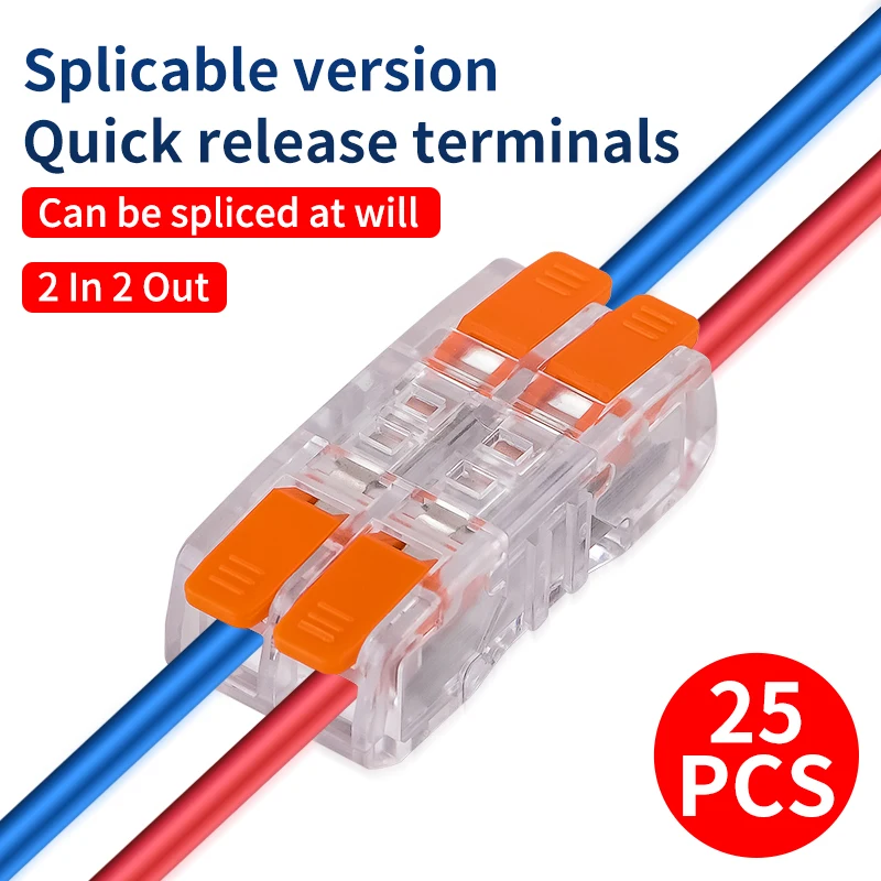 25PCS Mini Quick Electrical Wire Connectors Universal Compact Splicing Terminal Blocks Push-in Home Cable Connectors