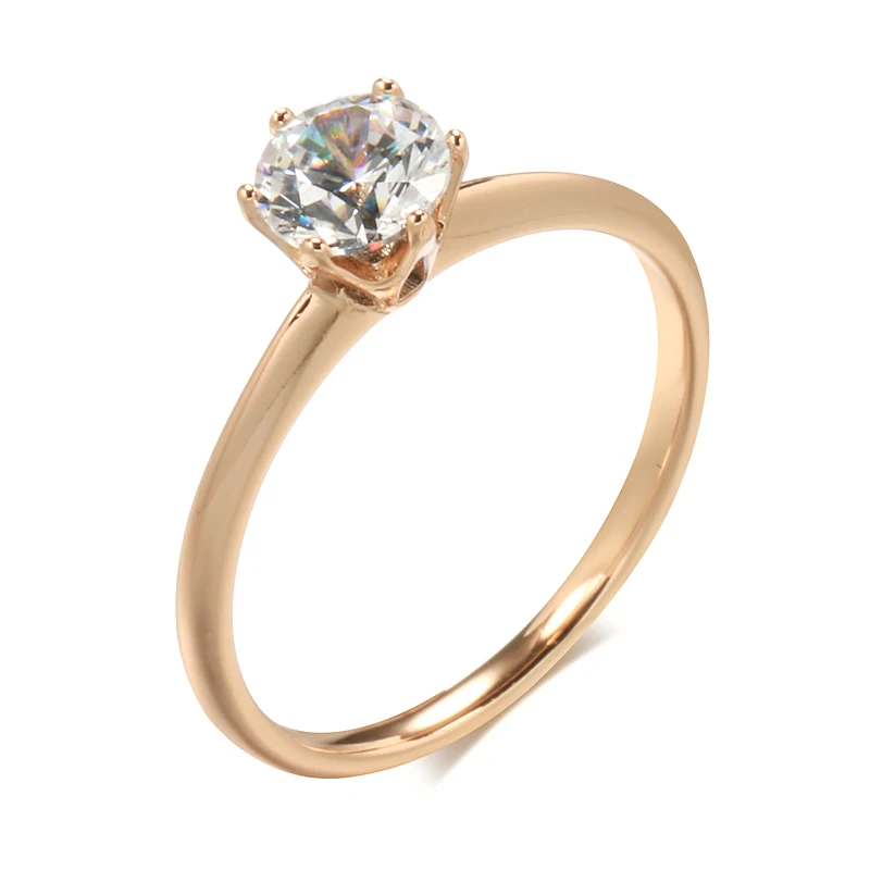 Kinel Fashion Simple Bride Wedding Ring For Women 585 Rose Gold Natural Zircon Cute Korean Rings Romantic Gift For Girlfriend
