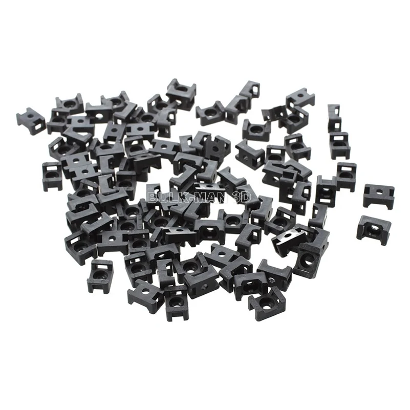 100pcs/Lot Cable Saddle Cable Tie Holders for the Cables on V-Slot/T-Slot Aluminum Profiles and other Mounting Plates