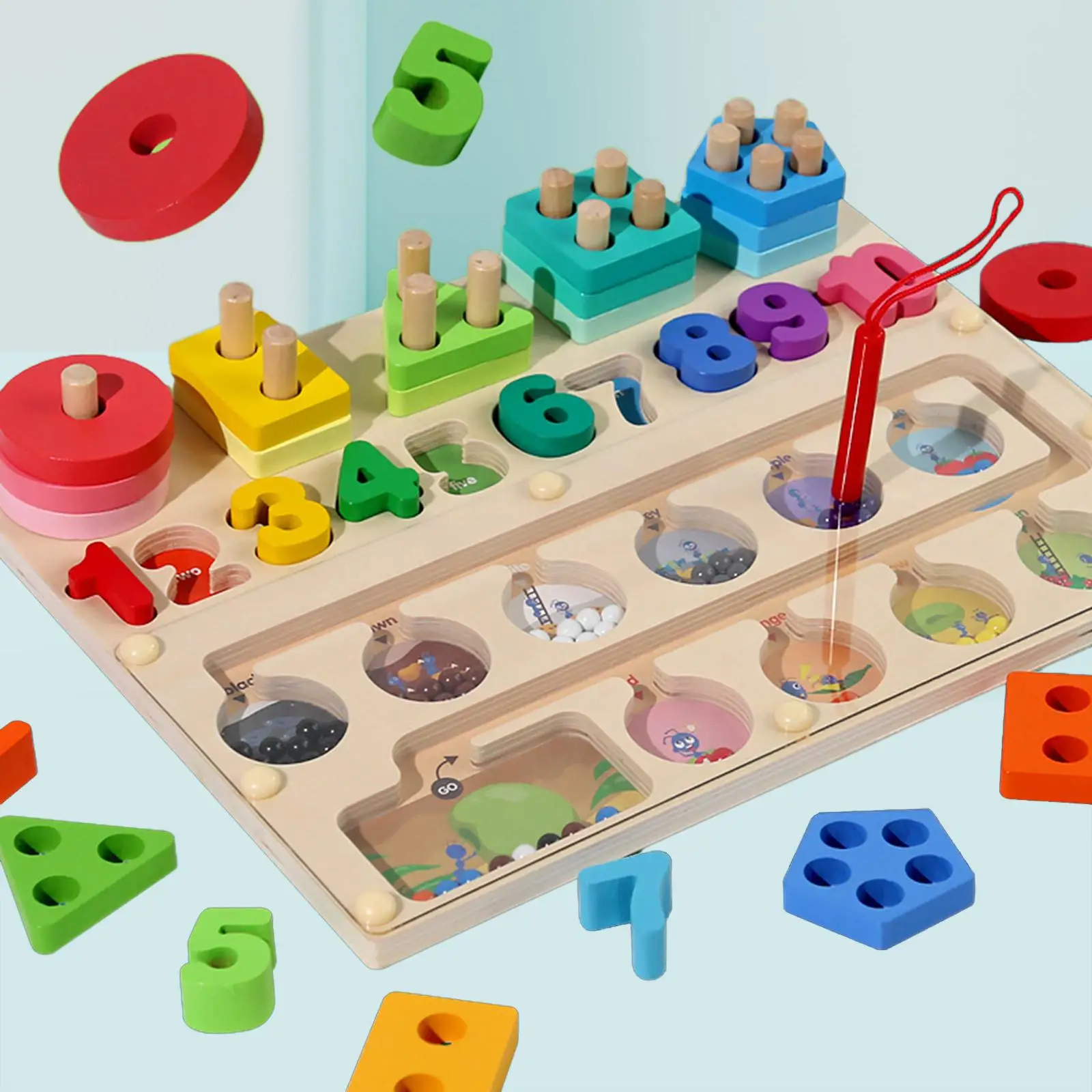 Montessori ของเล่นเพื่อการศึกษาคณิตศาสตร์การตรัสรู้ Magnetic Maze Board จํานวนนับการเรียงลําดับสีสําหรับของขวัญวันเกิดเด็กวัยหัดเดิน