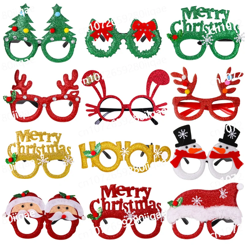 Christmas party decoration adult children photo antlers snowman tree bow glasses