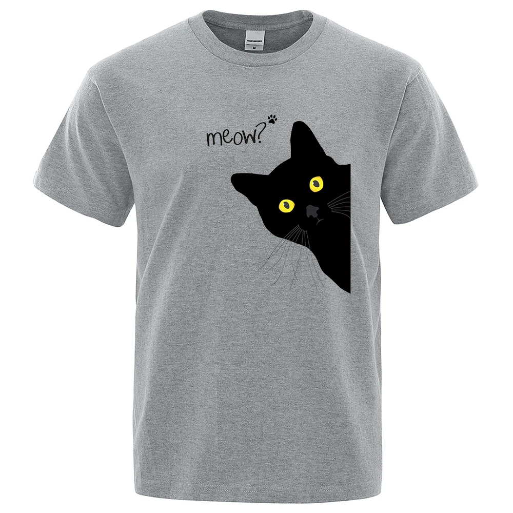 Meow chat noir impression drôle hommes femmes T-Shirts respirant t-shirt vêtements été haut surdimensionné ample à manches courtes