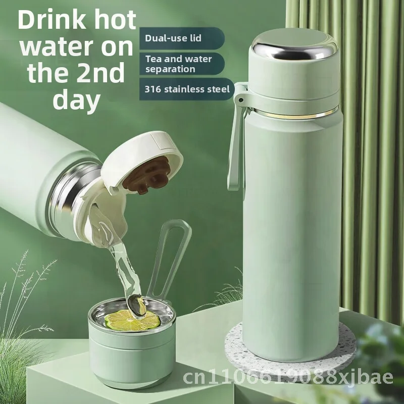 

Women's Large Capacity Thermos Cup 316 Stainless Steel Water Bottle with Car Lanyard Long Term Insulated Portable Insulation Cup