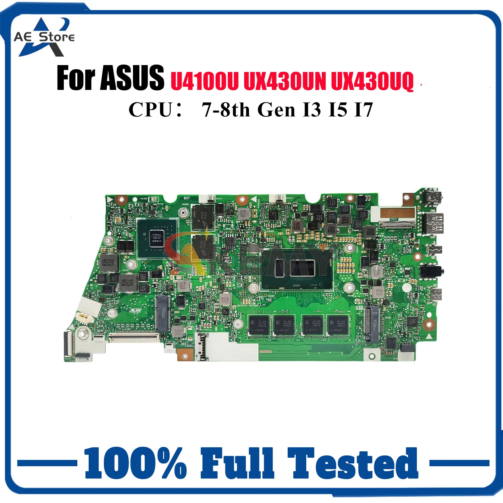

UX430UN Laptop Motherboard For ASUS ZenBook UX430UN UX430UQ U4100U UX430U Notebook Mainboard With I3 I5 I7 CPU 100% tests OK stk