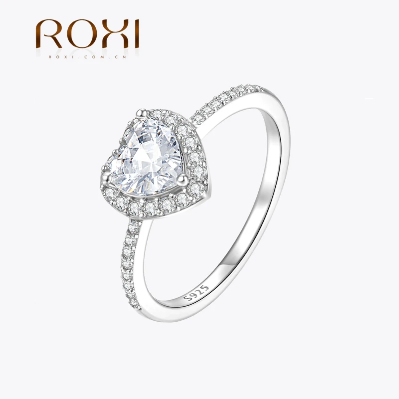 ROXI Exquisite 5A Zircon Heart Wedding Rings For Women 925 Sterling Silver Rings Bridal Engagement Wedding Jewelry anillos