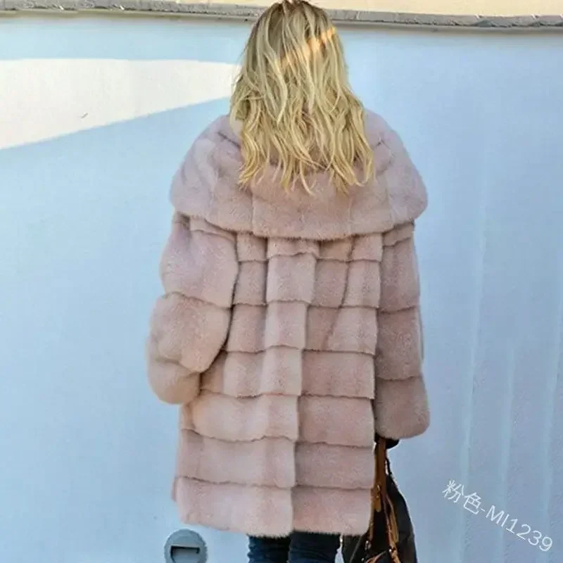 Winter Thick Fuzzy Faux Fur Jacket Women\'s Warm Plush Long Sleeve Fleece Jackets Outdoor Plus Size Faux Fur Coats 6XL куртка