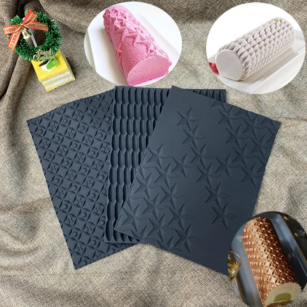 Chocolate Silicone Mold Food Grade Silicone Cake Molds Mousse Texture Mat Set Dessert Decorating Tools Fondant Moulds Kitchen