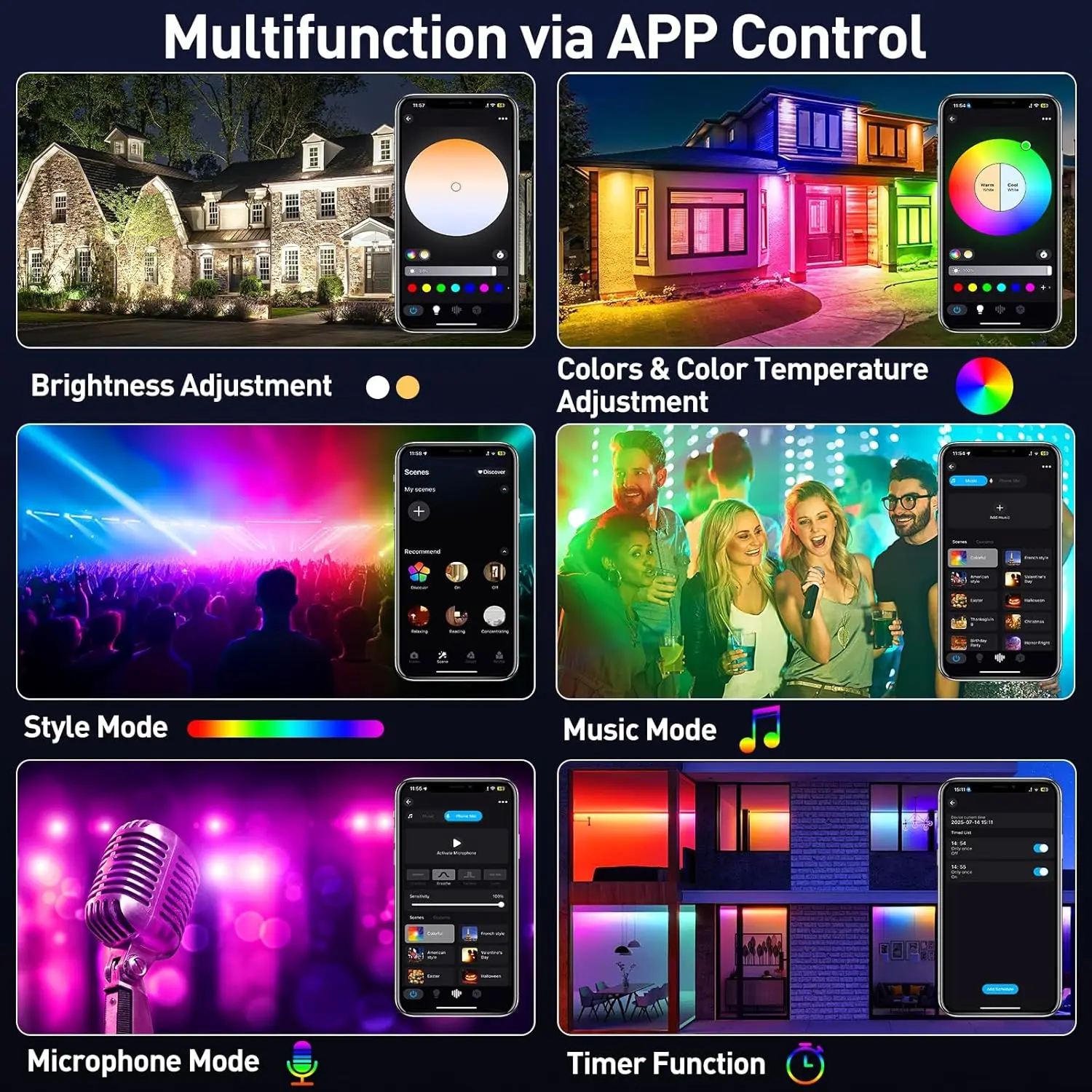 50/72W RGB LED Floodlight Bar With Remote Control Smart Colour Changing Garden Spot Lights IP65 Outdoor Garden Party Stage Light