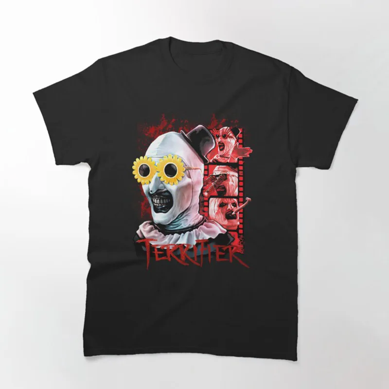 Retro Horror Movie Terrifier Art The Clown Killer Scary Halloween Gift T Shirt Short Sleeve Graphic clothes All size tops S-6XL