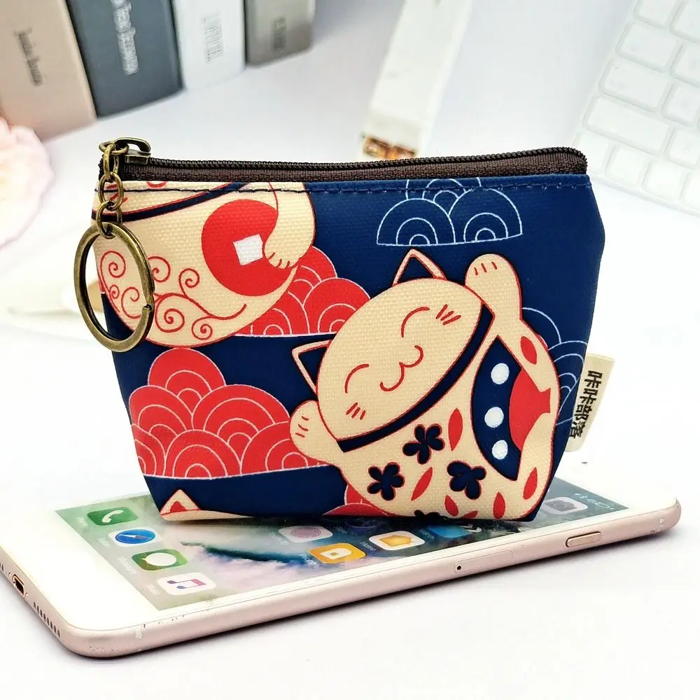 Cute Polyester Keychain Wallet Girl Boy Cartoon Print Small Coin Purse Money Bag Children Small Organizer Pouch