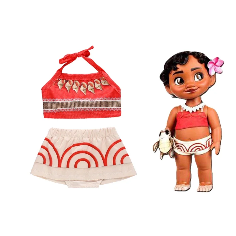 One Piece Summer Vaiana Baby Girl Dress Infant Birthday Party Moana Princess Fluffy Vintage Beach Dress Kids Clothing Set