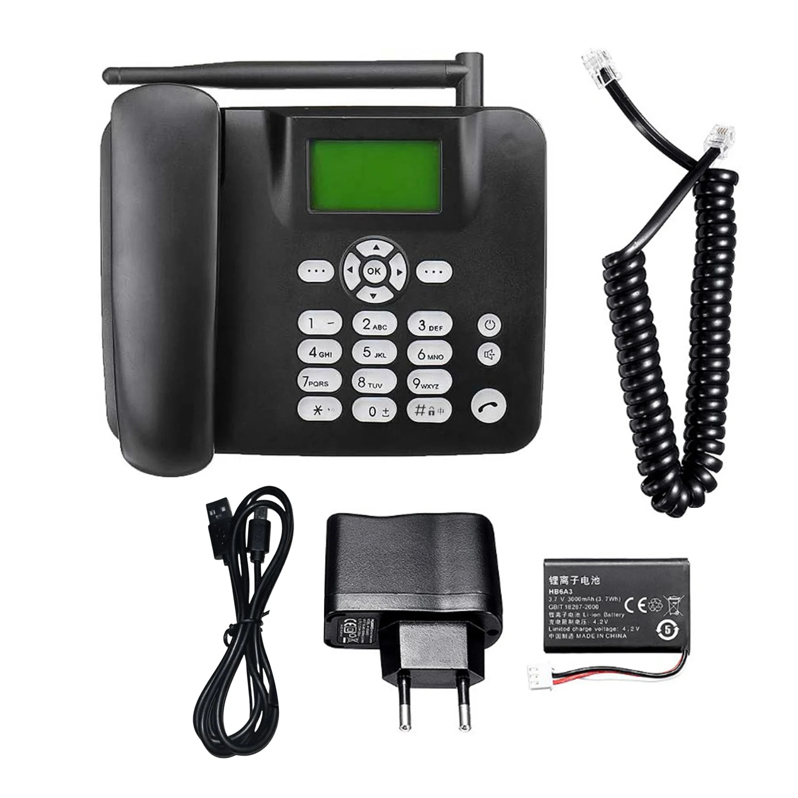Fixed Wireless Phone 2G Desktop Telephone Support GSM 850/900/1800/1900MHZ SIM Card Cordless Phone with Antenna Radio Alarm Cloc