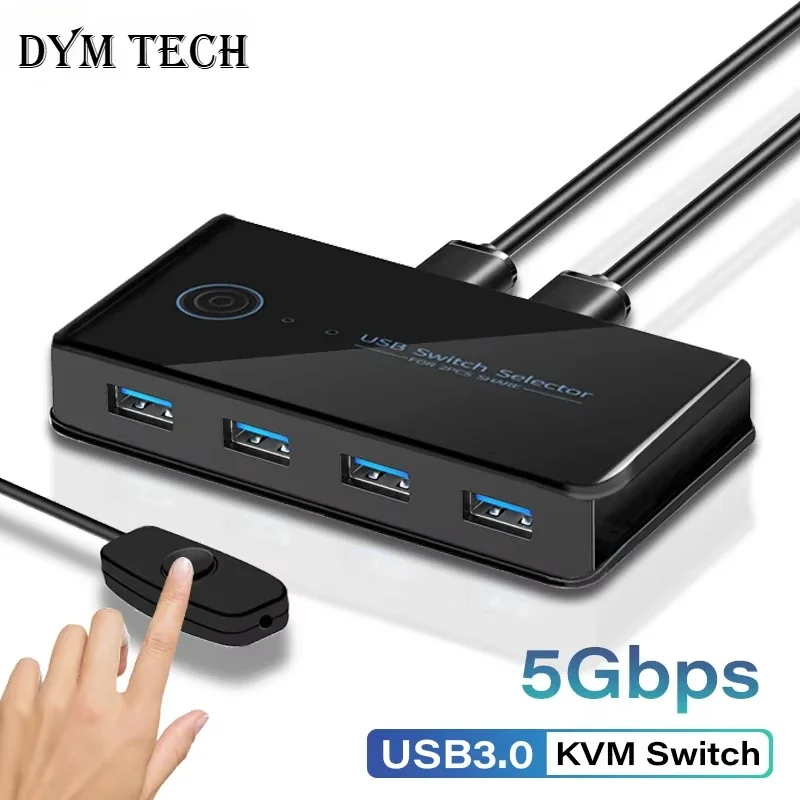 USB 3.0 KVM Switch USB Shared Switcher 2 Inputs 4 Outputs for Laptop PC Keyboard Mouse Printer USB Switch Controller Hub Adapter