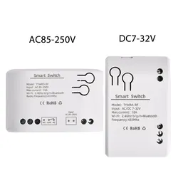 1CH Tuya รีโมตไร้สายอัจฉริยะ, รีโมตควบคุมด้วยรีโมตไร้สาย DC7-32V AC85-250V 2200W ตัวรับสัญญาณ RF 10A รีเลย์ WiFi DIY