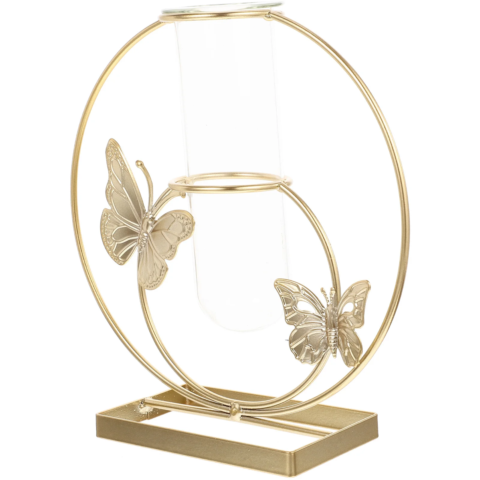 

Decorative Desktop Hydroponic Flower Vase Hollow Glass Plant Terrarium Metal Stand Wedding Home Ornament Hydroponic Planter