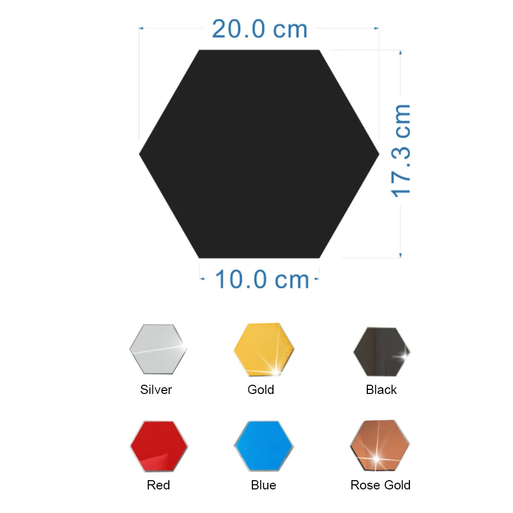DIY Wall Decals Acrylic Mirror Sticker Set 12 Pcs, Hexagon Mirror Wall Stickers for Living Room Bedroom Decor