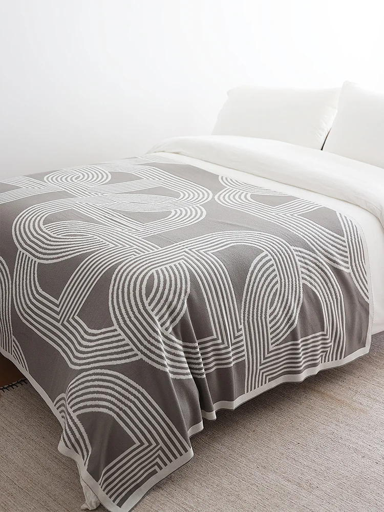 Nordic Geometric Knitted Blanket for Beds Modern Simplicity Sofa Cover Luxury Throw Blanket Home Decor Bed End Towel Soft Shawl