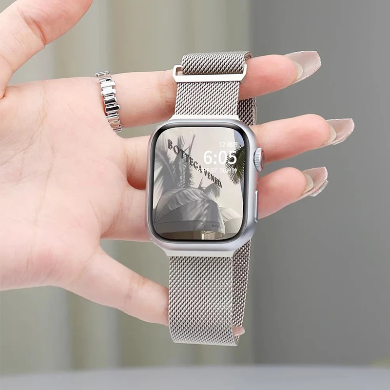 حلقة ميلانيزية لساعة أبل ، سوار الترا ، أساور معدنية لسلسلة iWatch SE 9 8 7 6 5 4 3 ، 49 من 45 إلى 44 من 41: 41