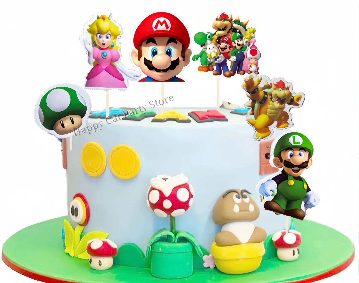 Mario Cake Topper Super Mario Party Happy Birthday Mario Cake Decor Cupcake topper Baby Shower Baking DIY Supplies Kids Favors