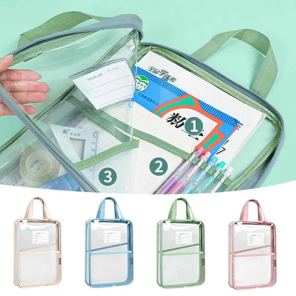 

Portable PVC Waterproof Tote School Bag Large-capacity Transparent Tutorial Bag Thickened Data Storage Bag Office School