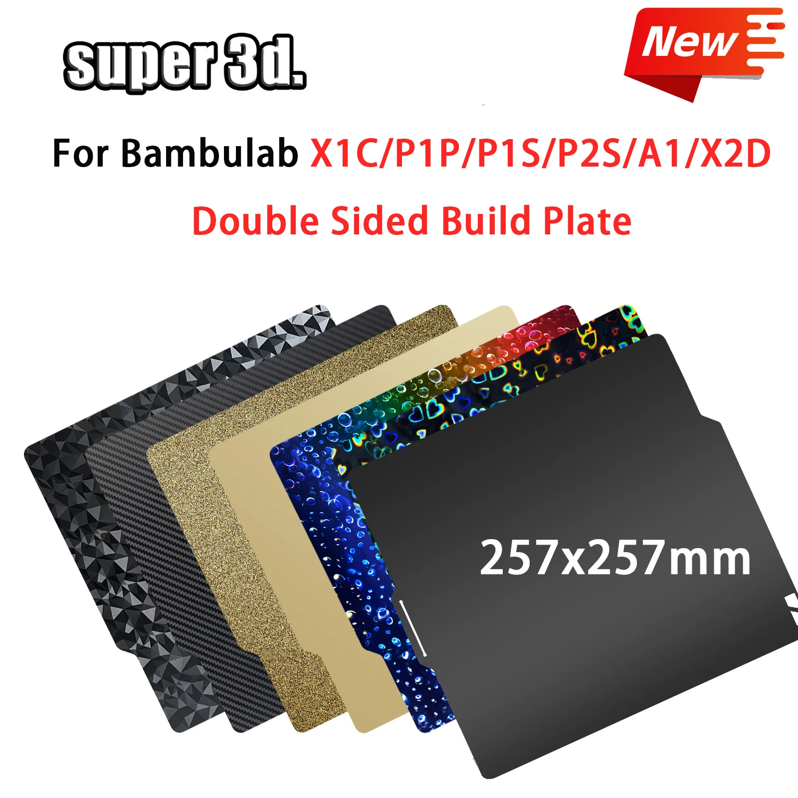 Druckplatte für Bambu Lab X2D P1P A1 – PEI-Platte glatt und strukturiert, 257x257 mm – Kompatibel mit Bambu Lab X1c, Bambulabs P1s, A1