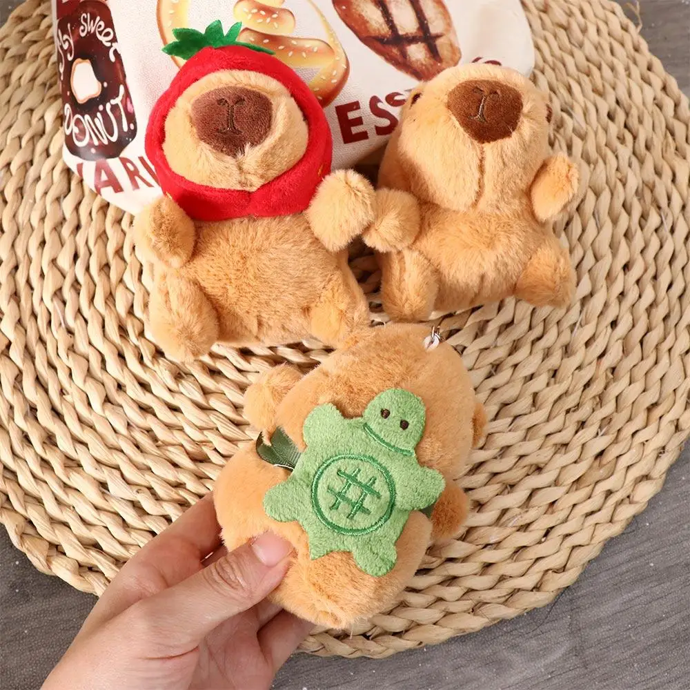 Capybara Simulation Capybara Keychain With Turtle Simulation Shell Guinea Pig Pendant Keyring Plush Stuffed Capybara Plush Toy