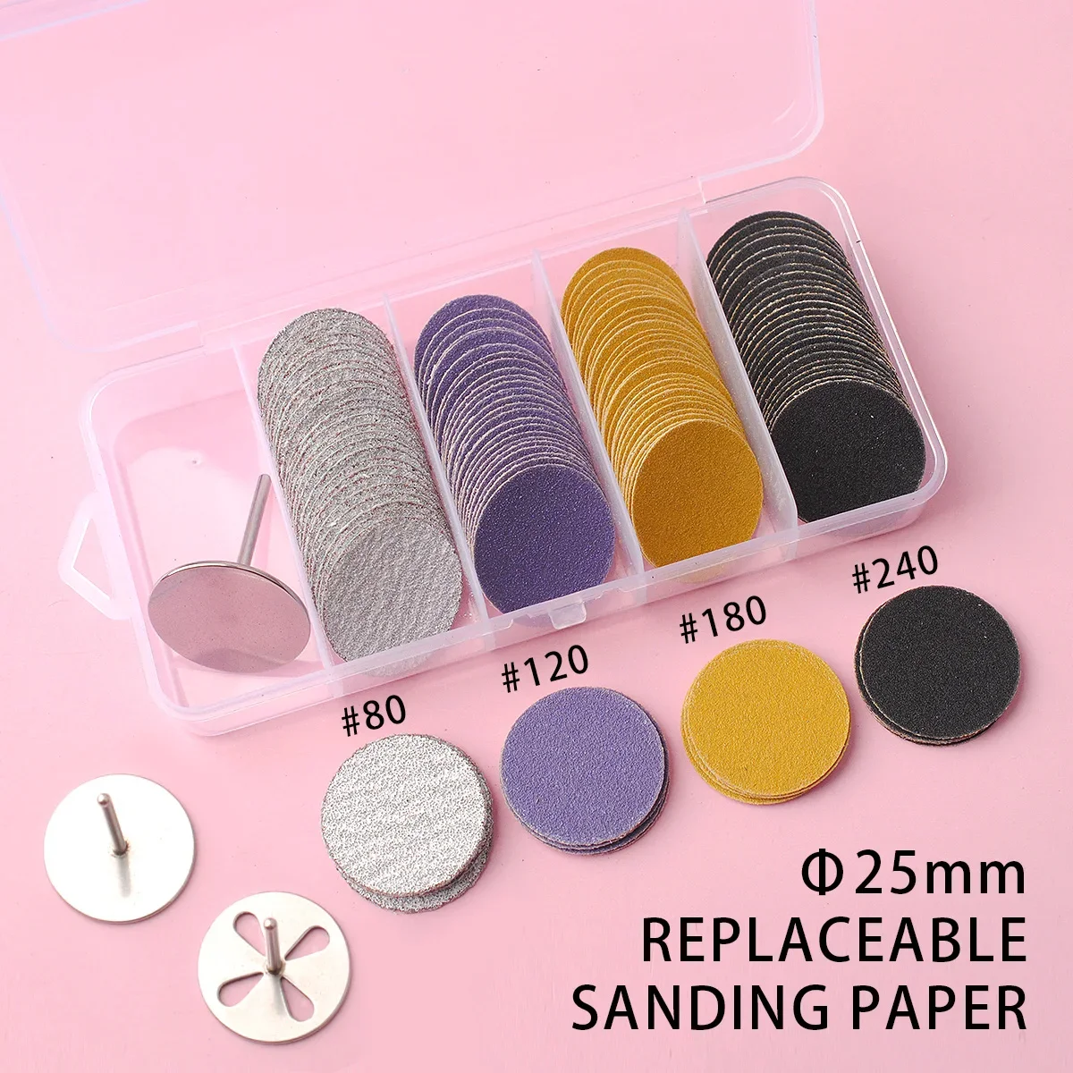 

120pcs/box 4Grits 25mm Foot Cuticle Calluses Removal Replaceable Sanding Paper with 1pcs Pedicure Disk Pads Kits ドリル شحن مجاني