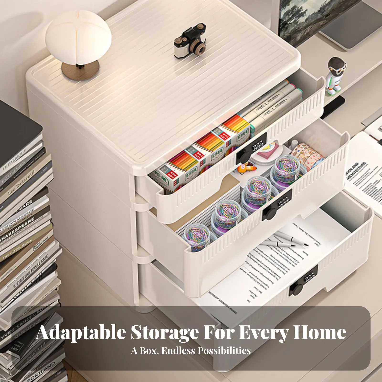 多段引き出し式固定機構ボックス組み合わせ固定機構デスクトップ引き出し収納ユニット大容量省スペース