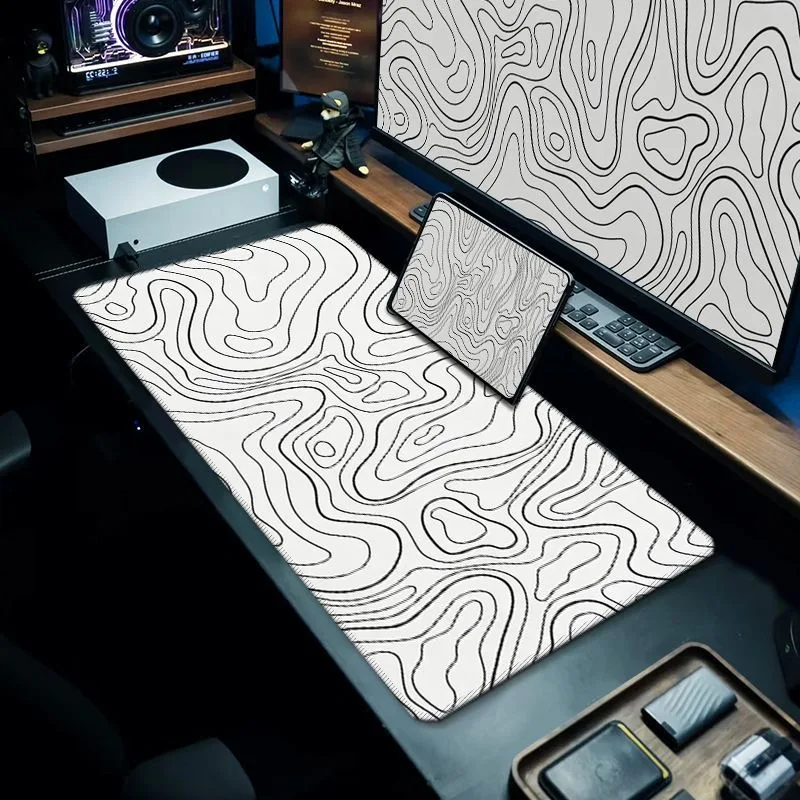 Abstract Texture Fluid Mouse Pads For Desk with Stitched Edges and Non-Slip Rubber Base Extended Gaming Desk Mat Gaming Esports