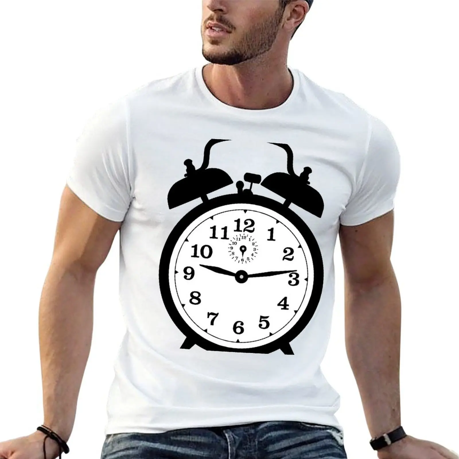 

Clock funny man for man white shirt shirts graphic man luxury for t t shirts t Alarm pack T-Shirt