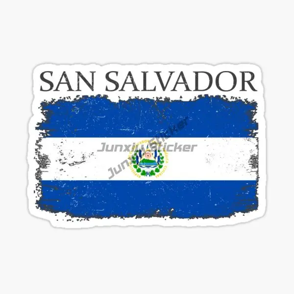 Adesivo Decorativo Oval de Vinil PVC para Carro, Janela, Capacete de Moto - Bandeira e Mapa de El Salvador