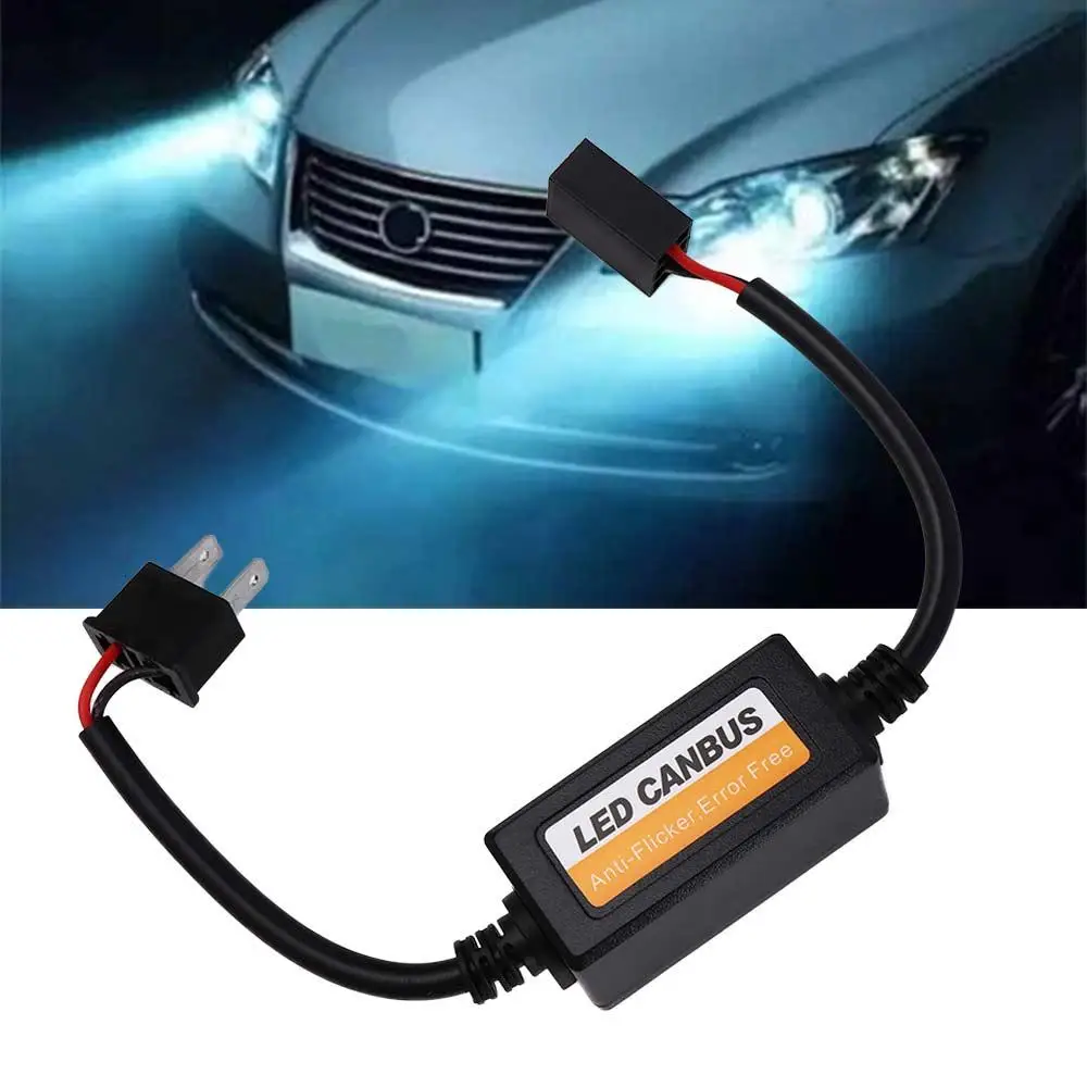 H7 LED Headlight Decoder Adapter Canbus Anti-Flicker Harness Bulbs Resistor Decoder Warning Error Canceller