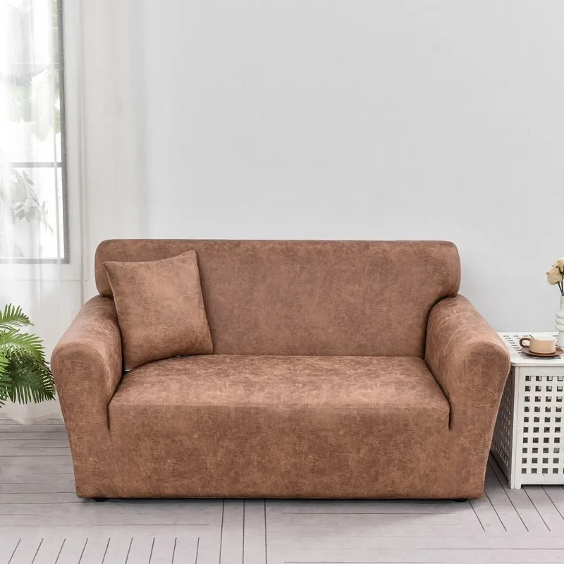 Solid color waterproof, dirty and non-slip sofa cover, single and double all-inclusive imitation cowhide non-slip sofa cover