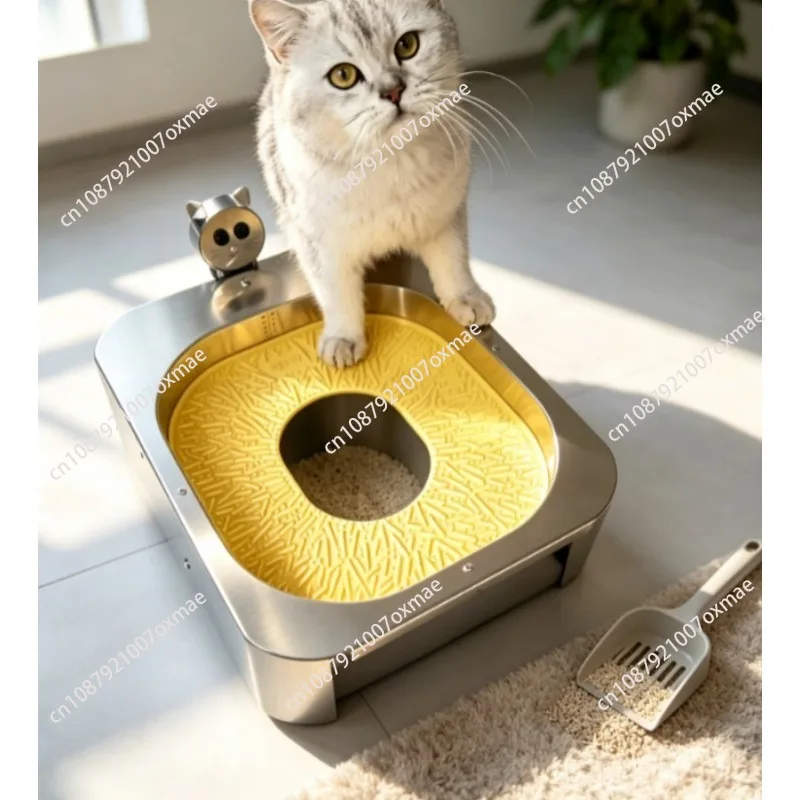 Electric Induction Automatic Flush Cat Toilet, Litter-Free Self-Cleaning Cat Box