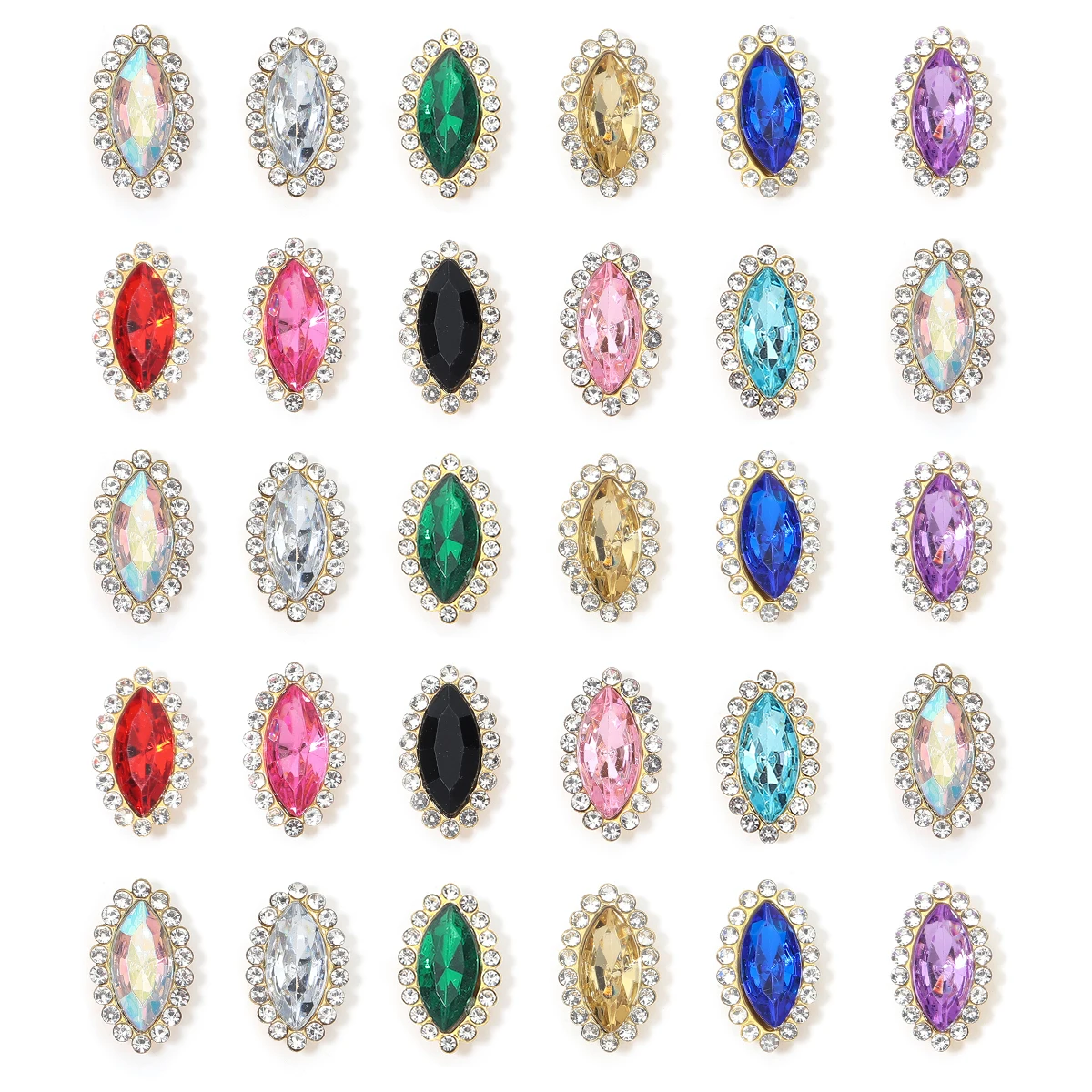 

30Pcs Horse Eye Flatback Rhinestone Quality Sewing Crystal Sun Flower Acrylic Rhinestone for DIY Making Dresses Clothing Finding