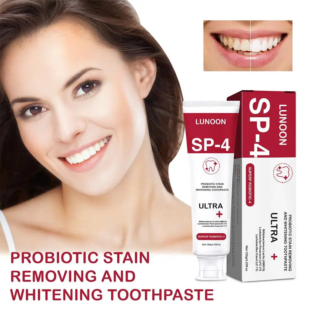 Dentifricio probiotico Sp-4 dentifricio sbiancante schiarente protegge le gengive alito fresco bocca pulizia dei denti salute cura dei denti 120g