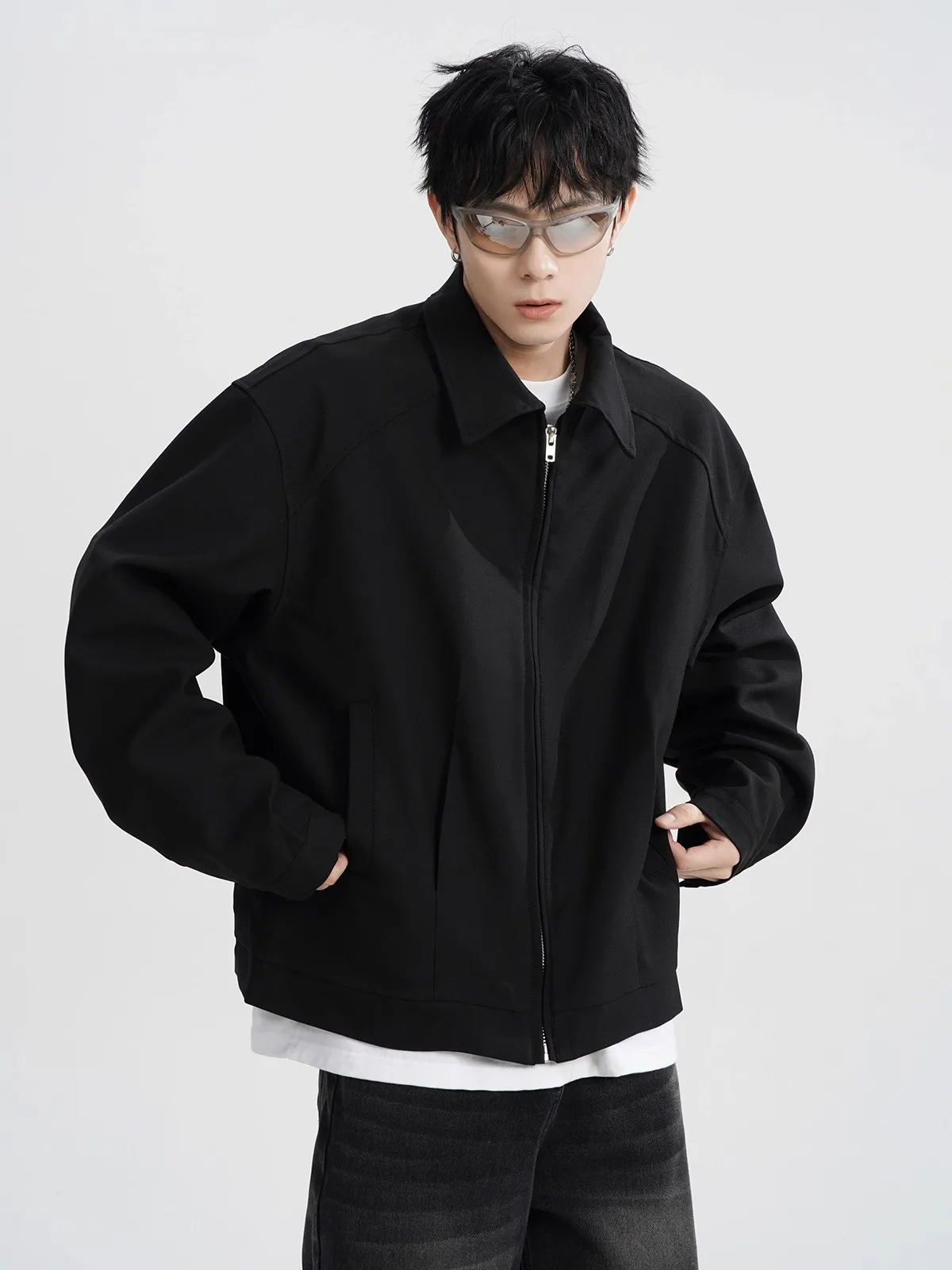 

American High Street Sle Men's Cotton Jaet ort Collar Casual Loose Fit Autumn Faionable Outerwear Polyester Fiber