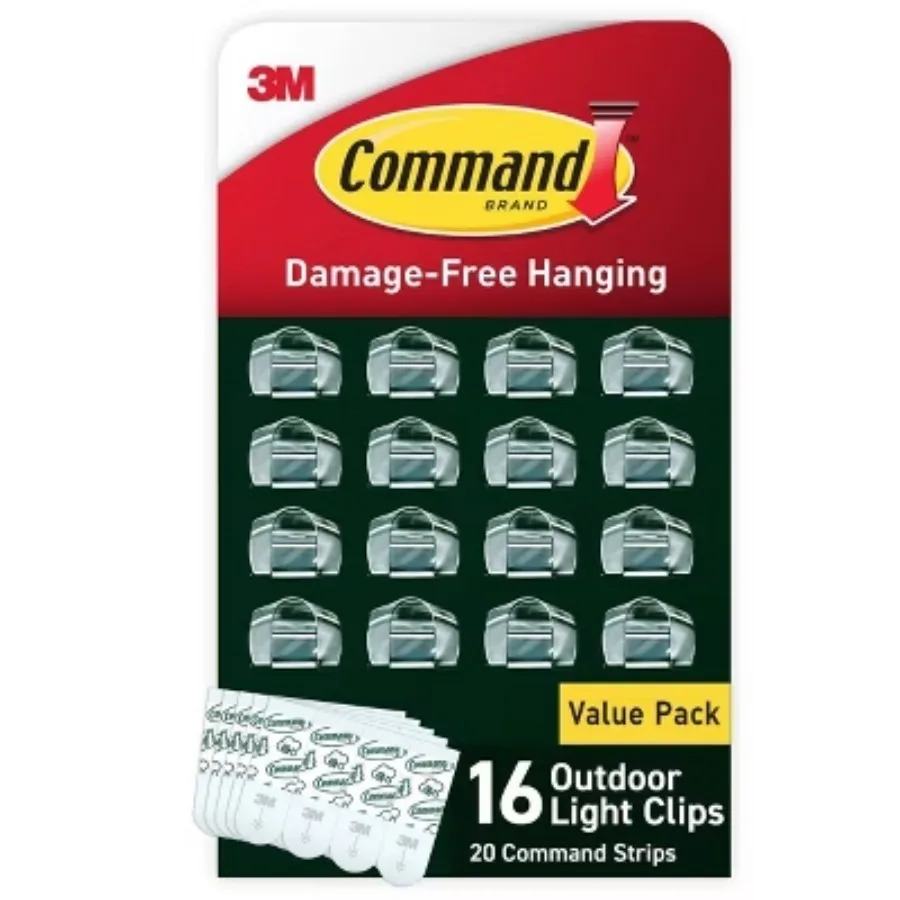 

16-Piece Set of Damage-Resistant Outdoor Lighting Clips with Adhesive Strips,Decorate, organize, and celebrate with ease.